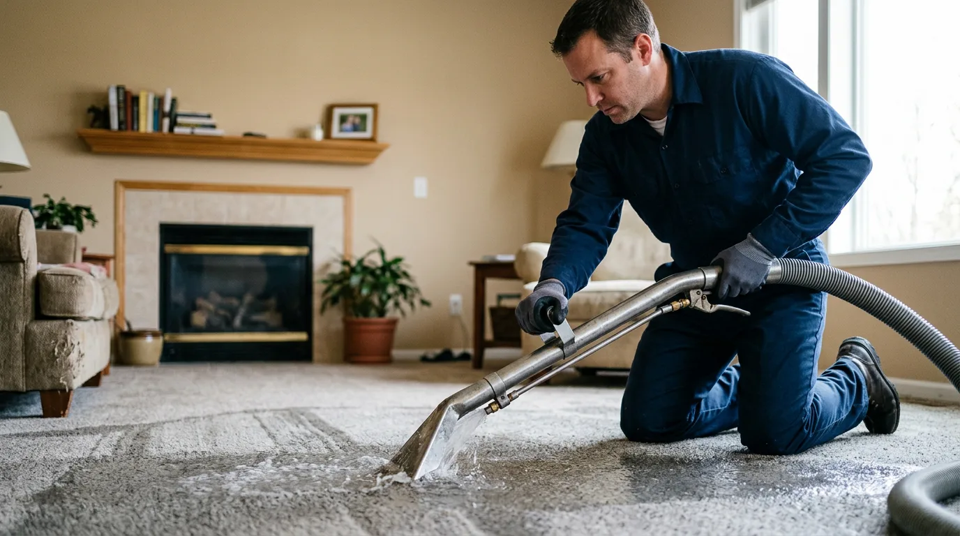 Water damage restoration technician working near Glendora, NJ